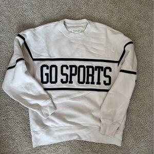Abercrombie & Fitch off white embroidered crewneck with Black Trim